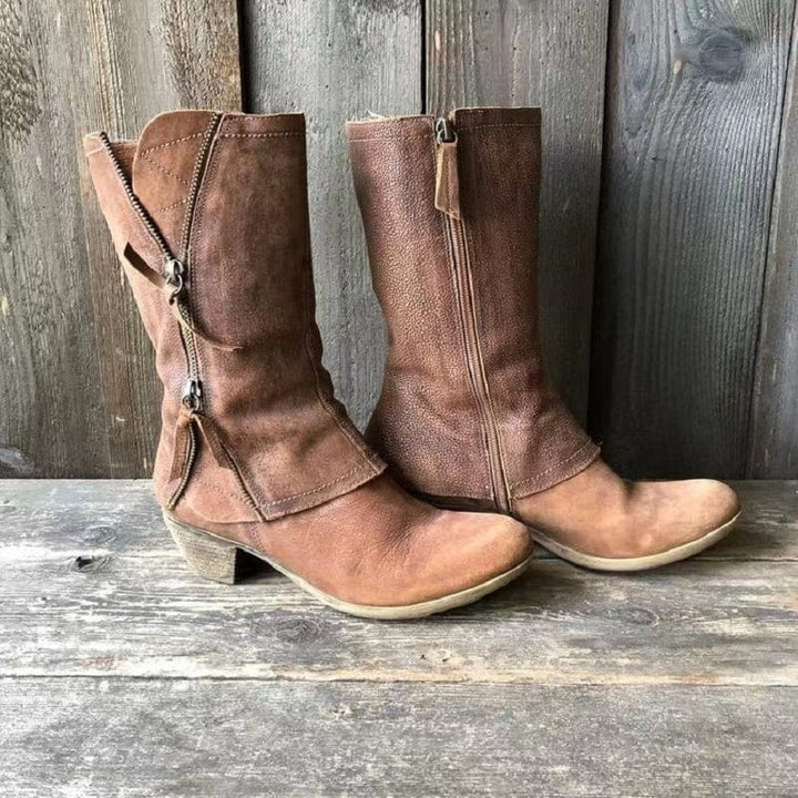Zipped Design Boots