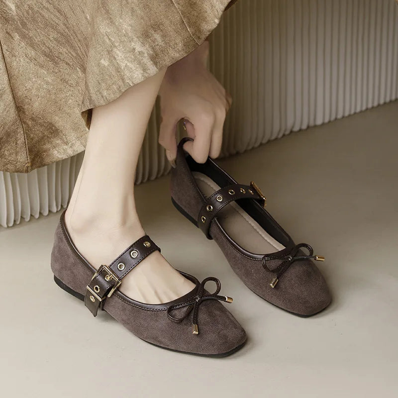 Mary Janes Women Velvet Flats