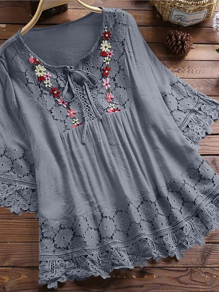 Flower V-neck Blouse
