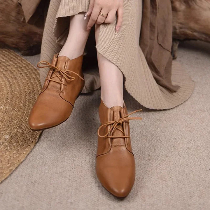 Pointed Toe Lace-up Flat Boots