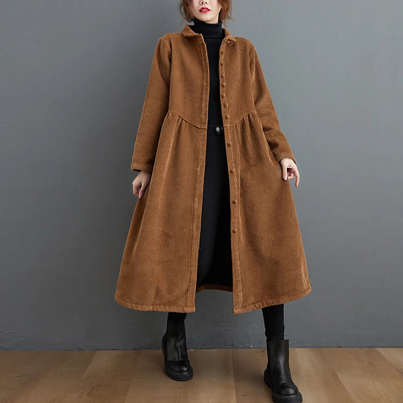 Corduroy Casual Long Women's Jacket