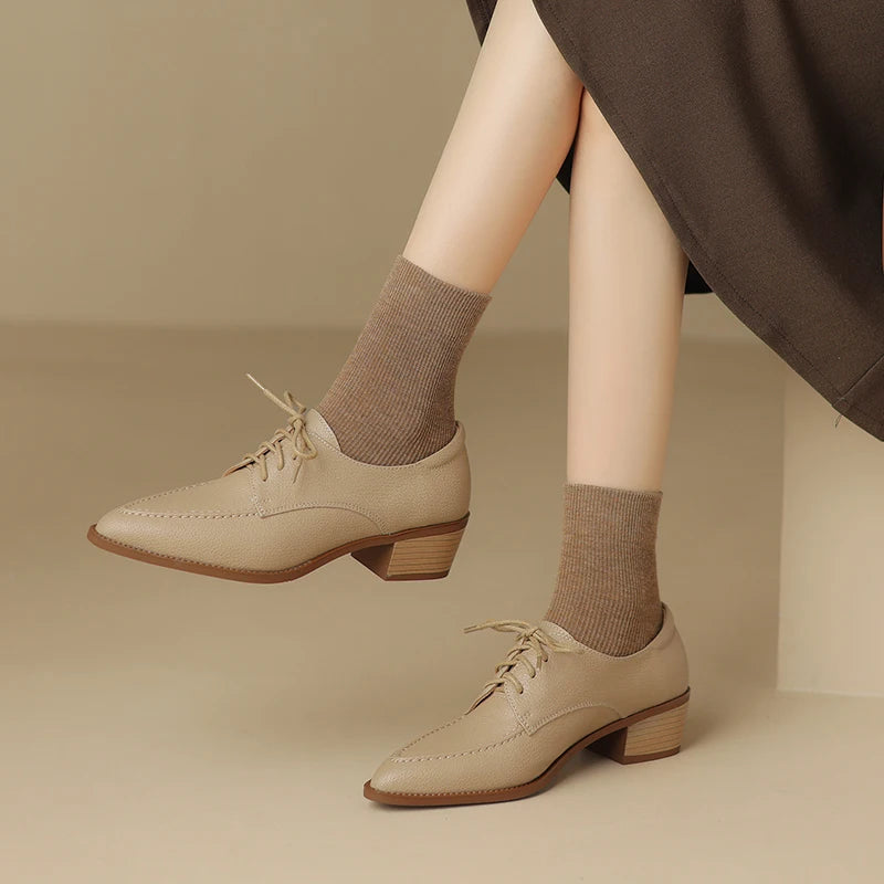 Chunky Heel Pointed Toe Shoes