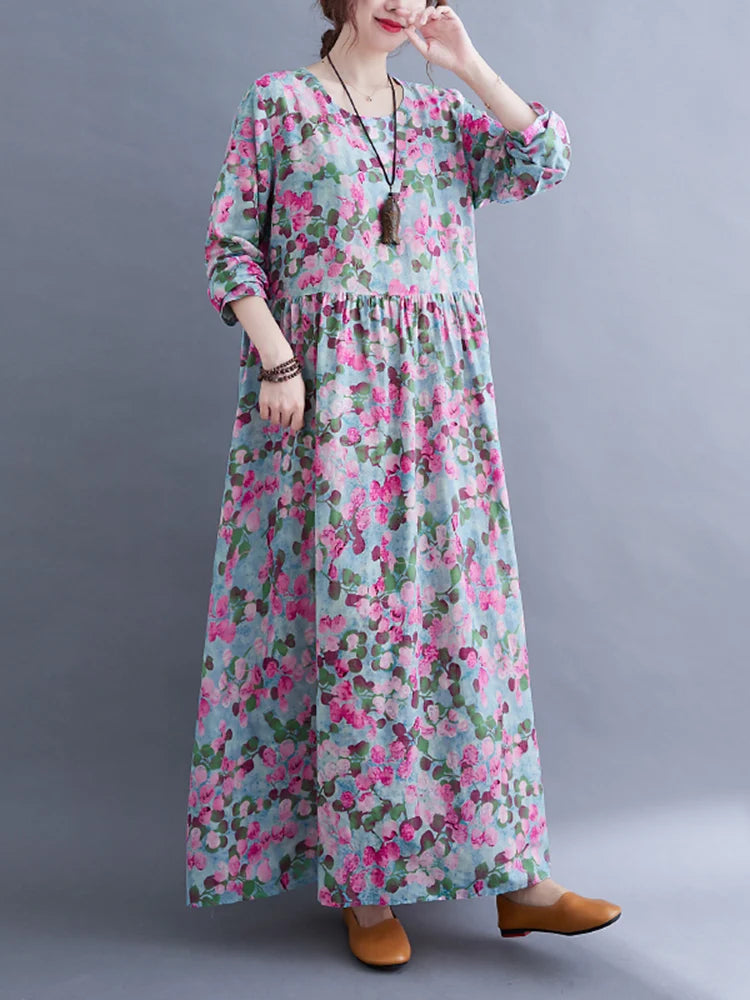 O-neck Vintage Dress