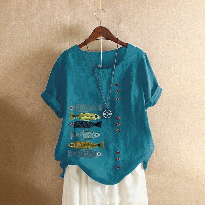 Button Printed T-shirt
