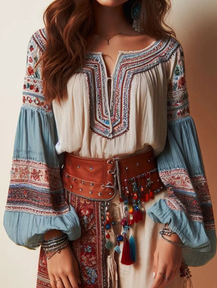 Lantern Sleeves Boho Blouse