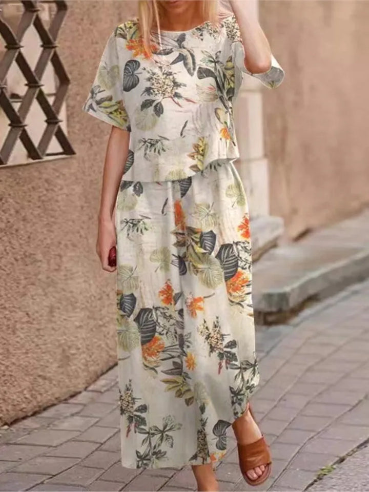 Linen Floral Two-piece Set