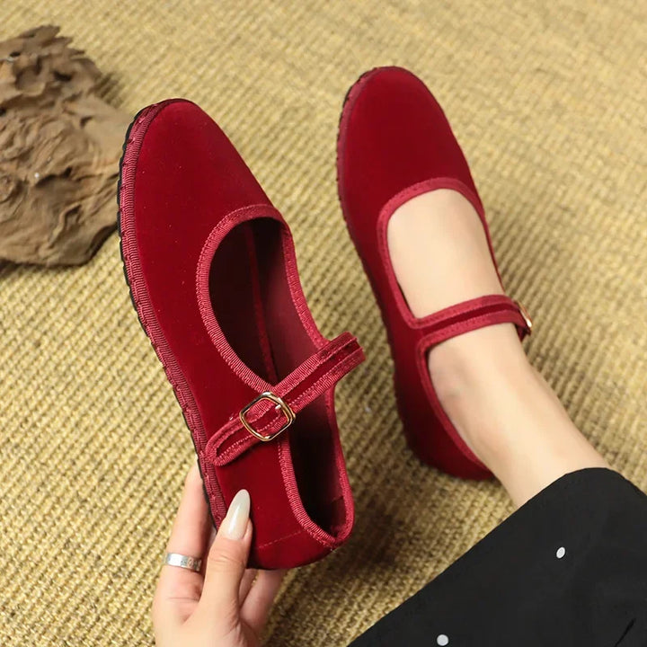 Velvet Mary Jane Shoes for Women