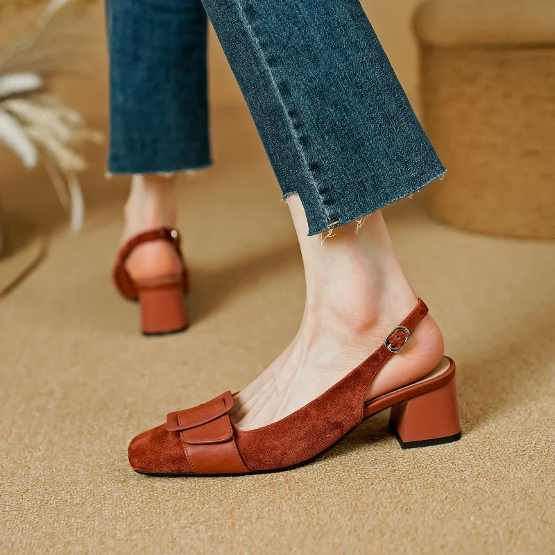 Buckle Suede Pumps