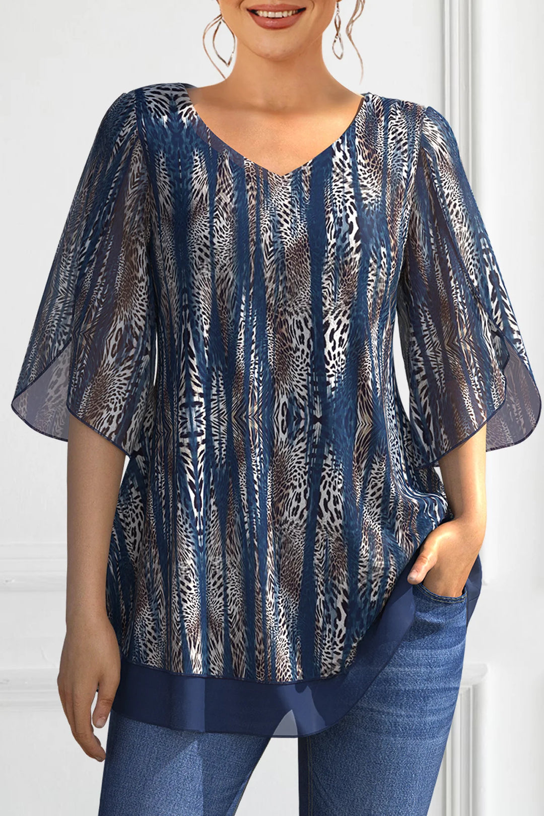 Plus Size V.-neck Blouse