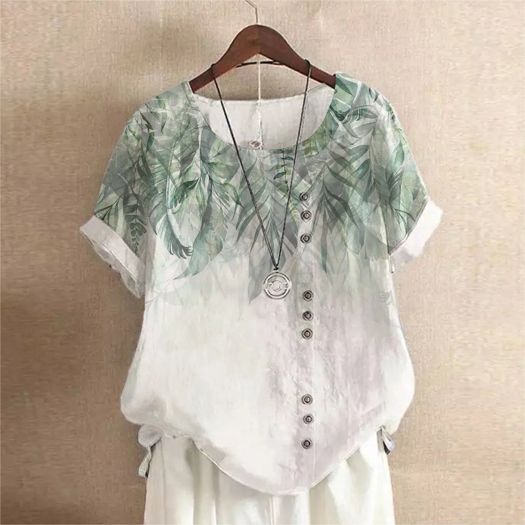 Retro White Printed Blouse
