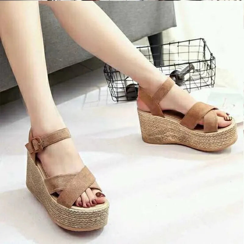 Heel Platform Open Toe Wedges