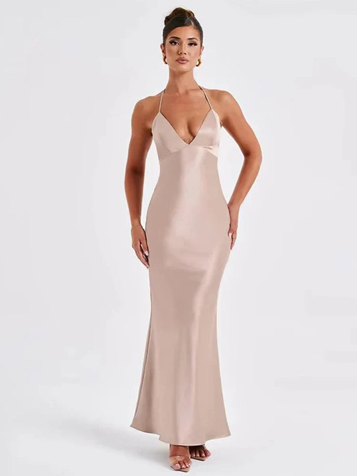 Satin Backless Slim Dress