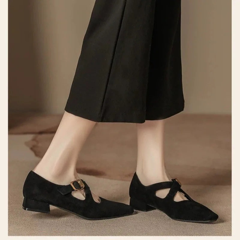 Low Heel Design Buckle Loafers