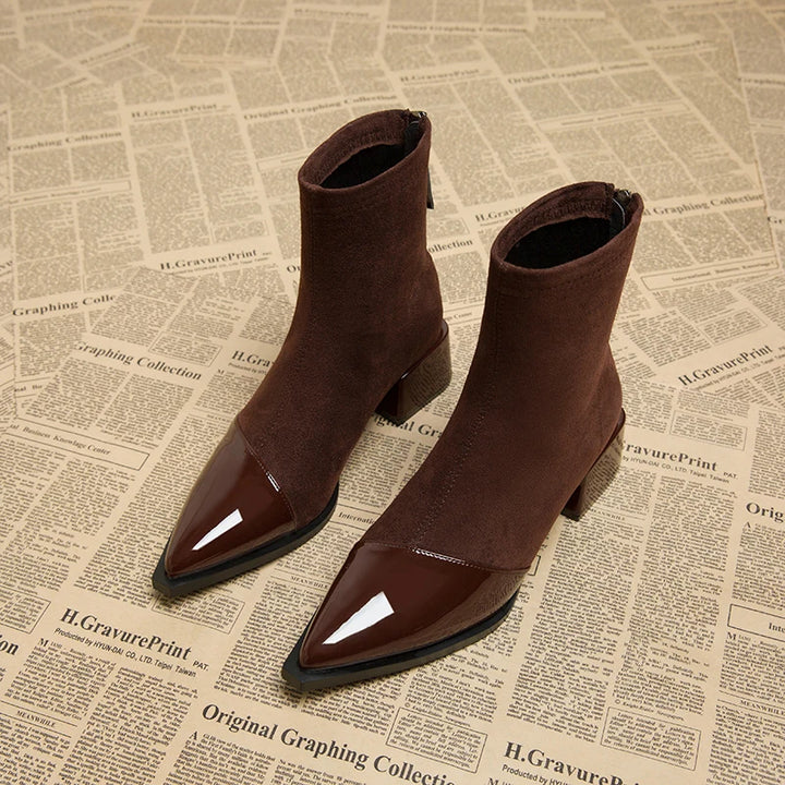 Pointed Toe Low Heel Boots