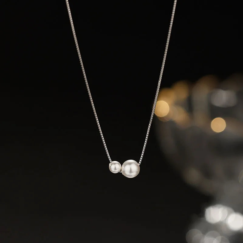 Two Pearl Necklace Pendant for Women