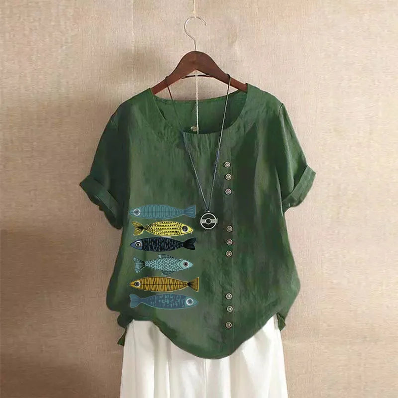 Button Printed T-shirt