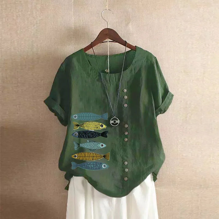 Button Printed T-shirt