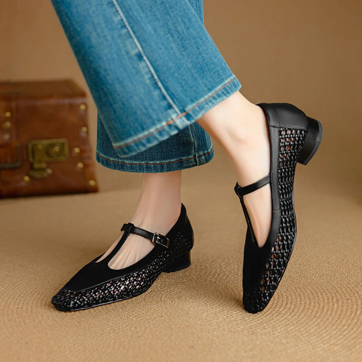 Square Toe Buckle Strap Mary Janes
