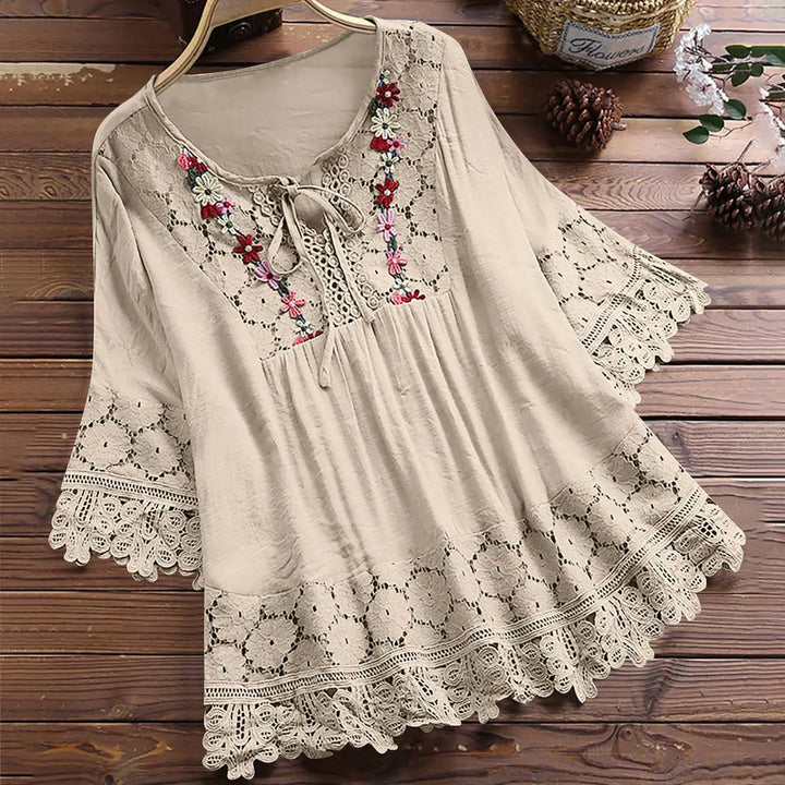 Flower V-neck Blouse