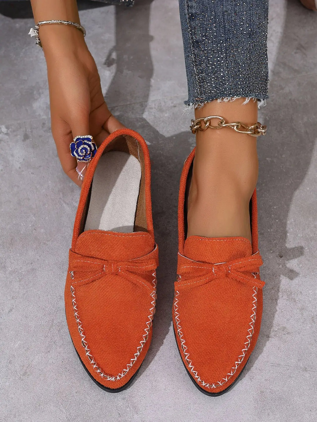 Block Heel Pointed Loafers
