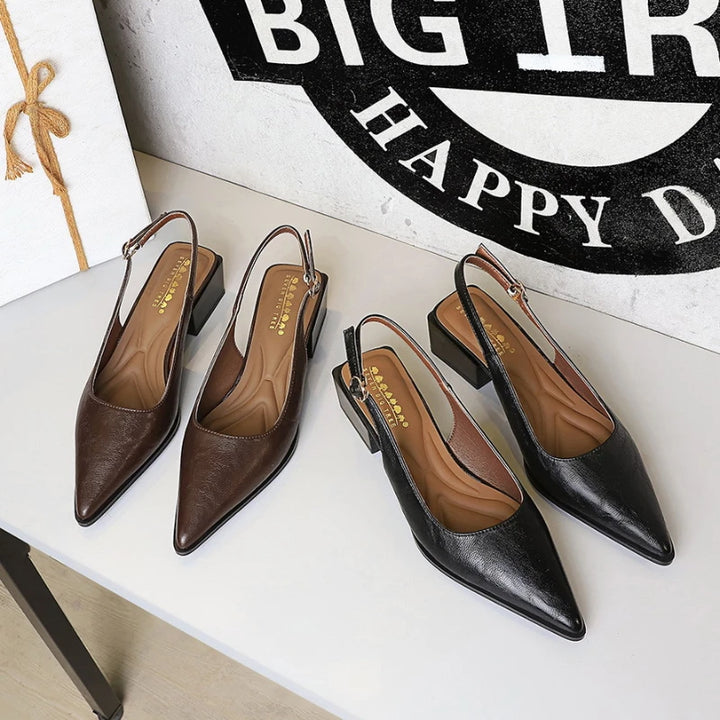 Thick Heels Shallow Mouth Pointed Toe Shoes