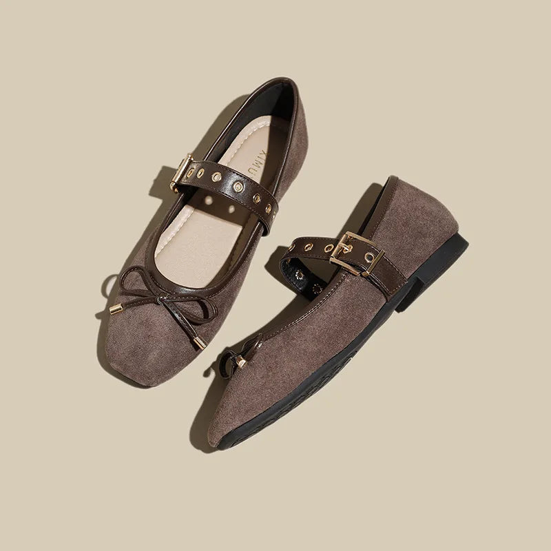 Mary Janes Women Velvet Flats