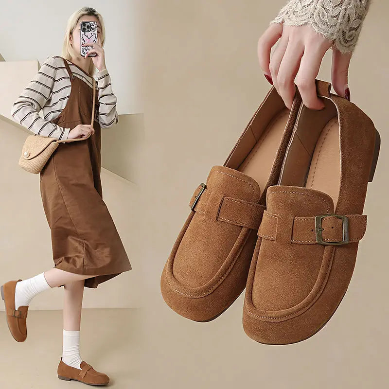 Square Toe Bucket Flats