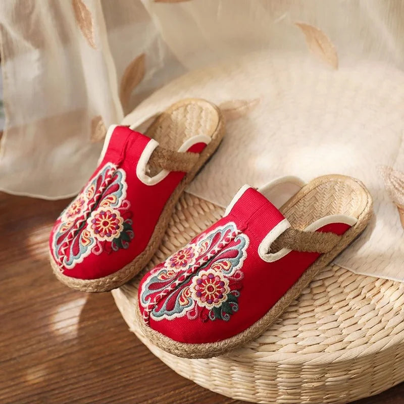 Cotton Floral Mules