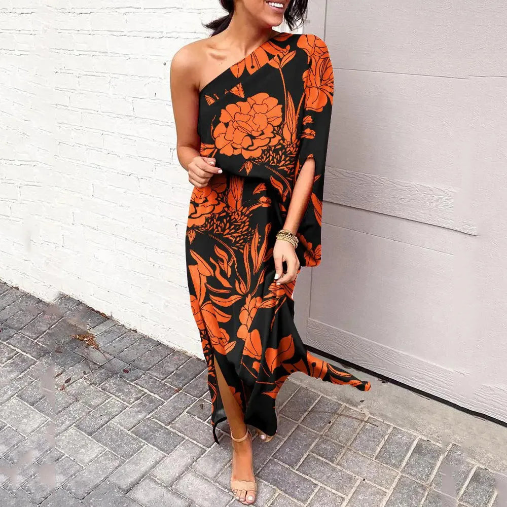 One Shoulder Floral Dress