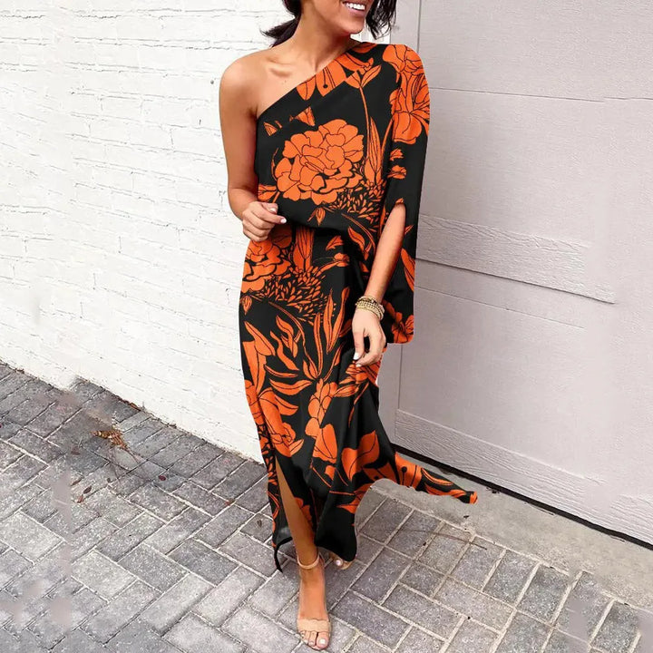 One Shoulder Floral Dress
