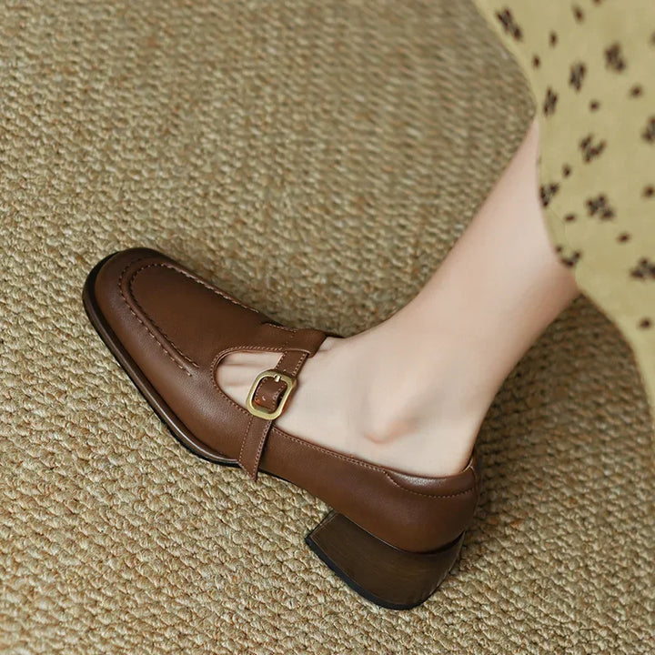 Square Toe T Strap Shoes
