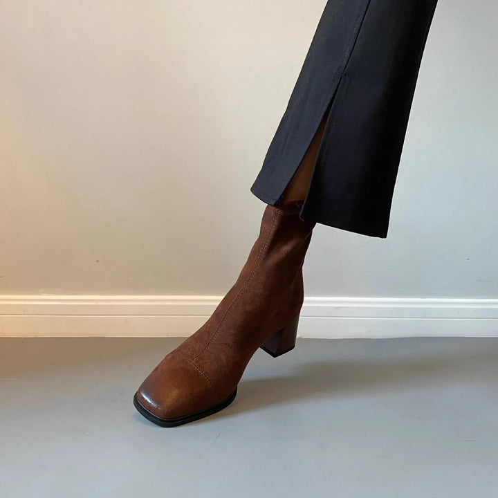 Thick Heel Square Head Boots