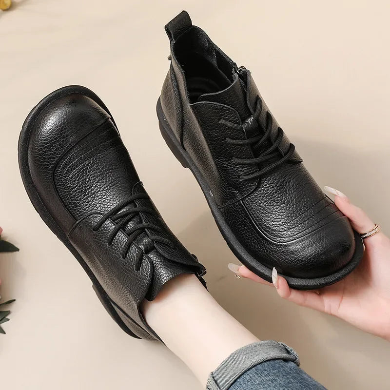 Low Heel Retro British Style Ankle Boots