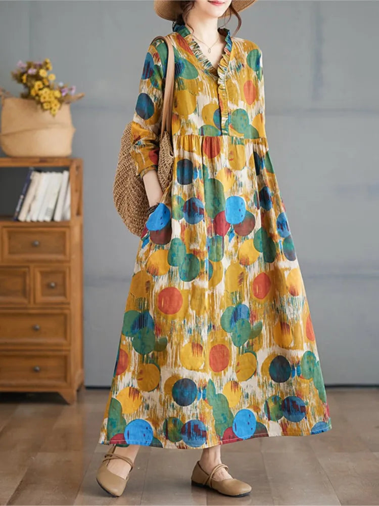 Oversized Autumn V-Neck Dress
