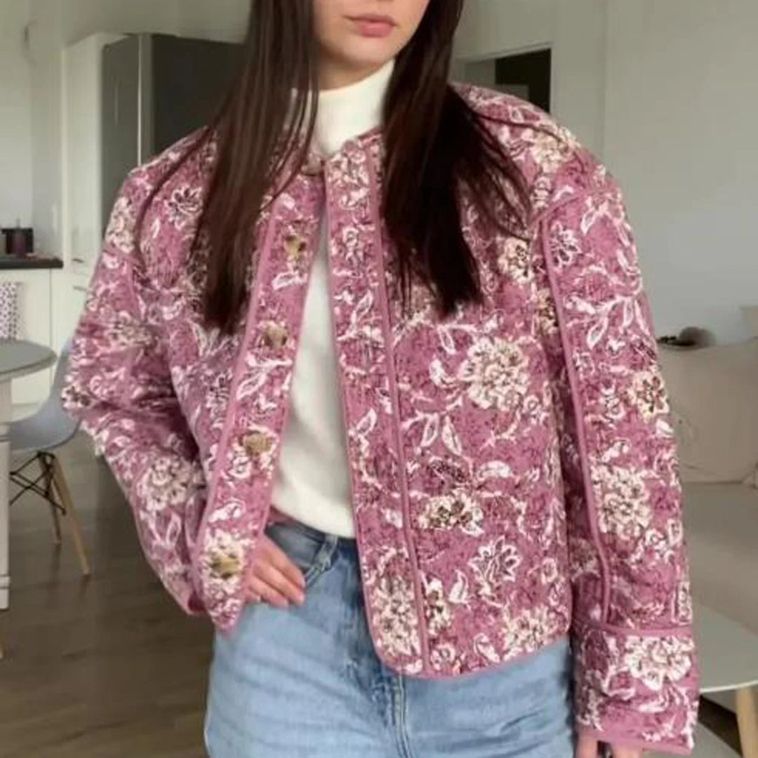 Cropped Floral Bomber