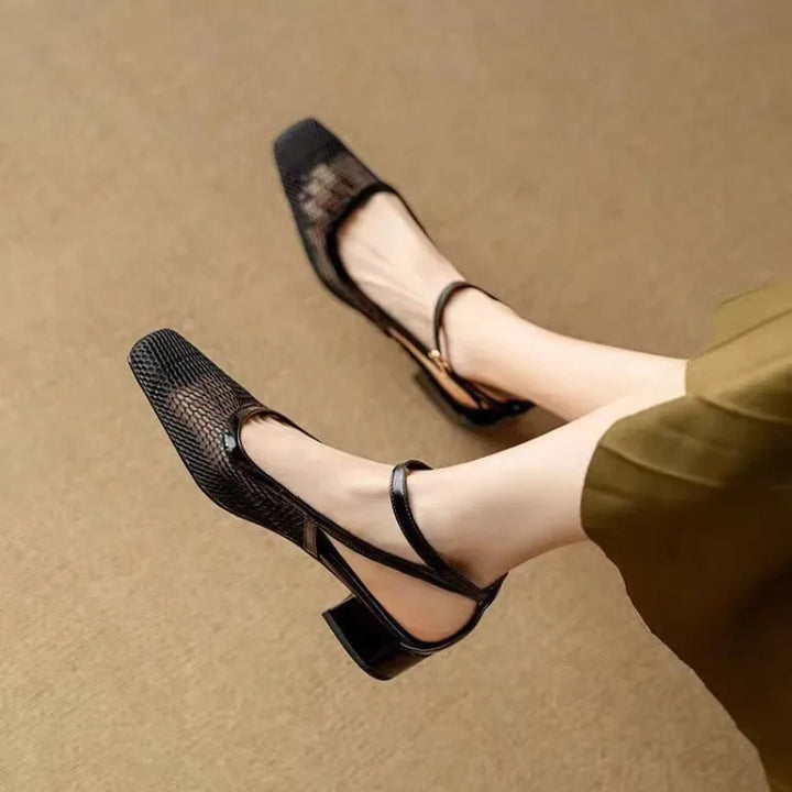 Square Toe Block Heel Sandals