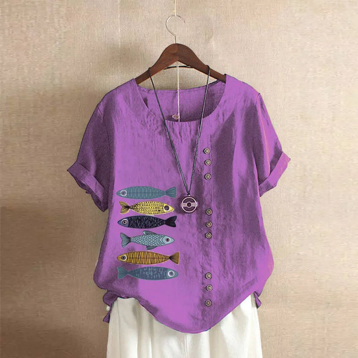 Button Printed T-shirt