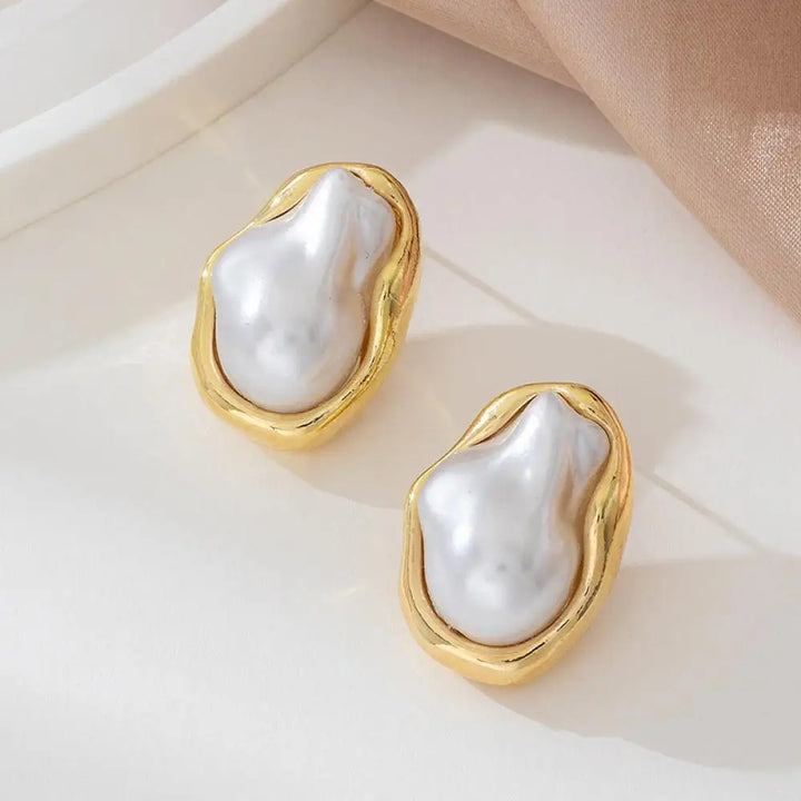 Baroque Pearl Stud Earrings for Women