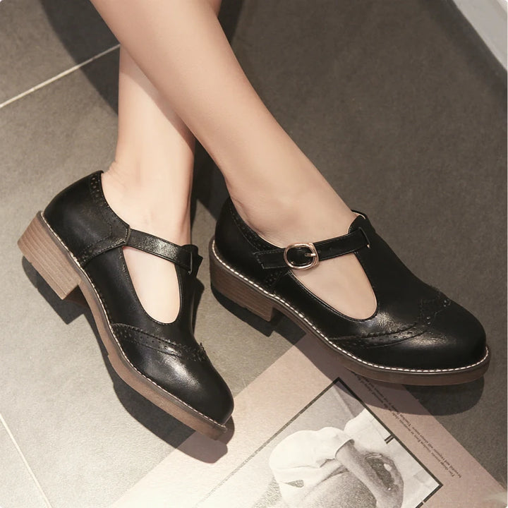 Casual T-strap Brogue Shoes