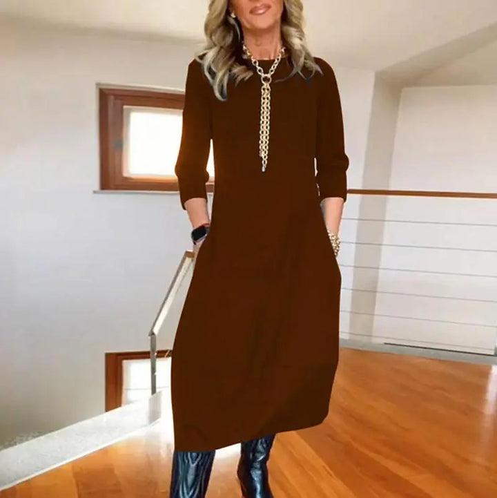 Casual Solid Round Neck Dress