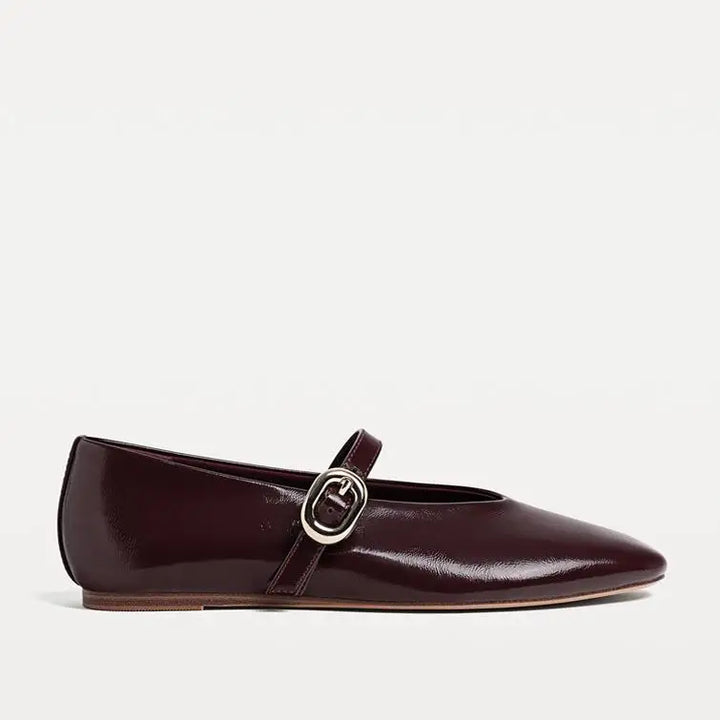 Red Buckle Strap Shoes