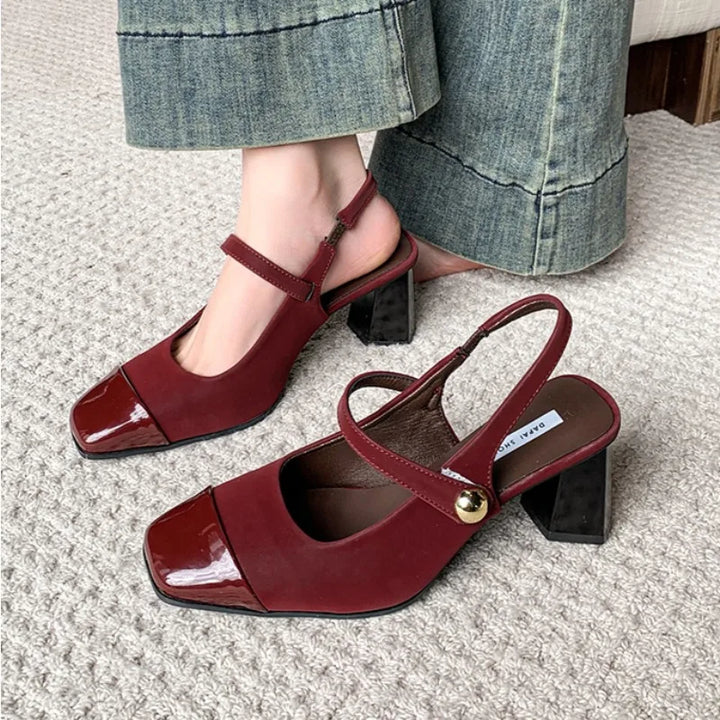 Square Heel Buckle Shoes