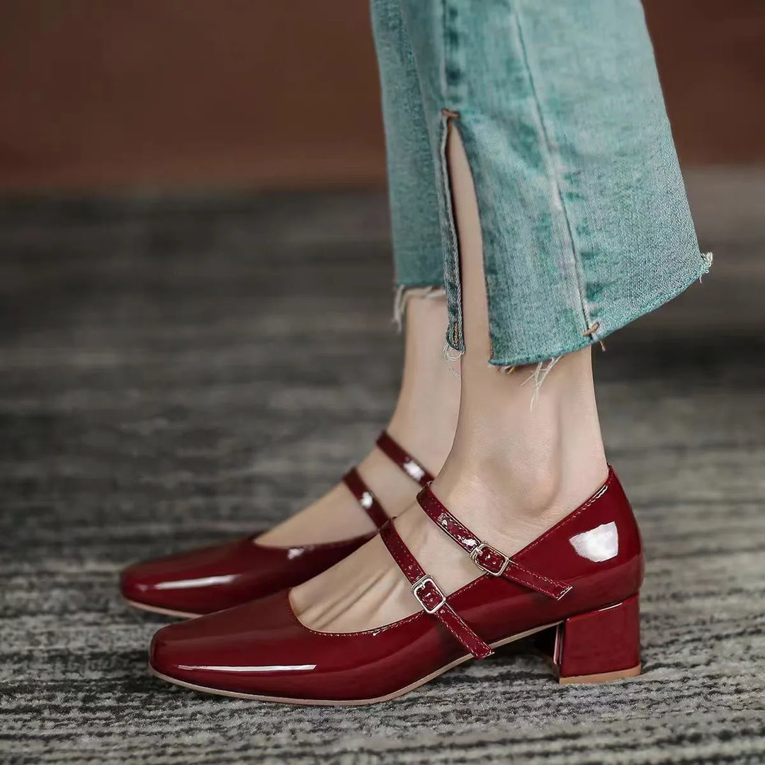 Women Double Buckle Mary Janes Shoes