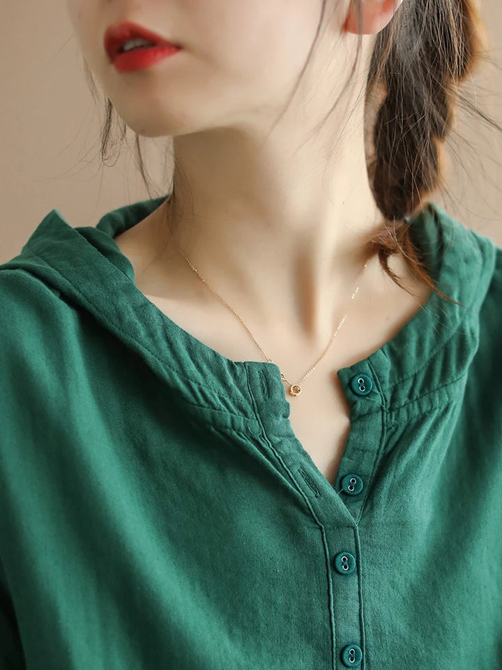 Linen Hooded Shirt