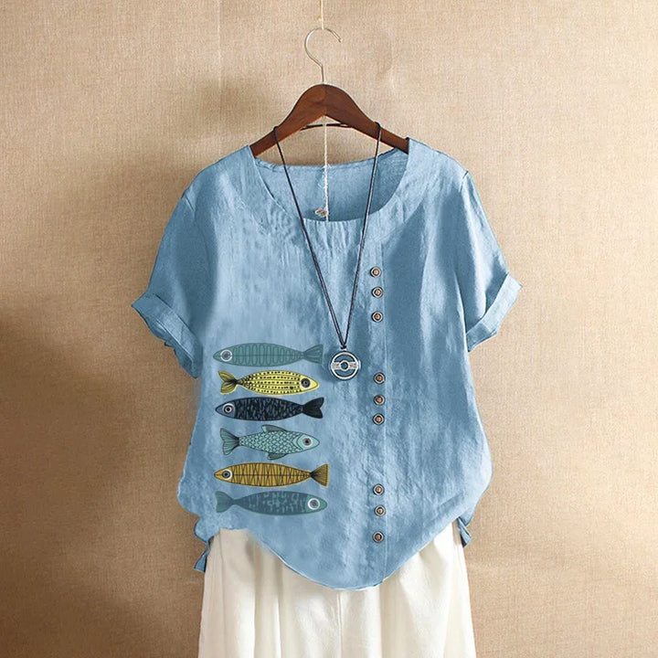 Button Printed T-shirt