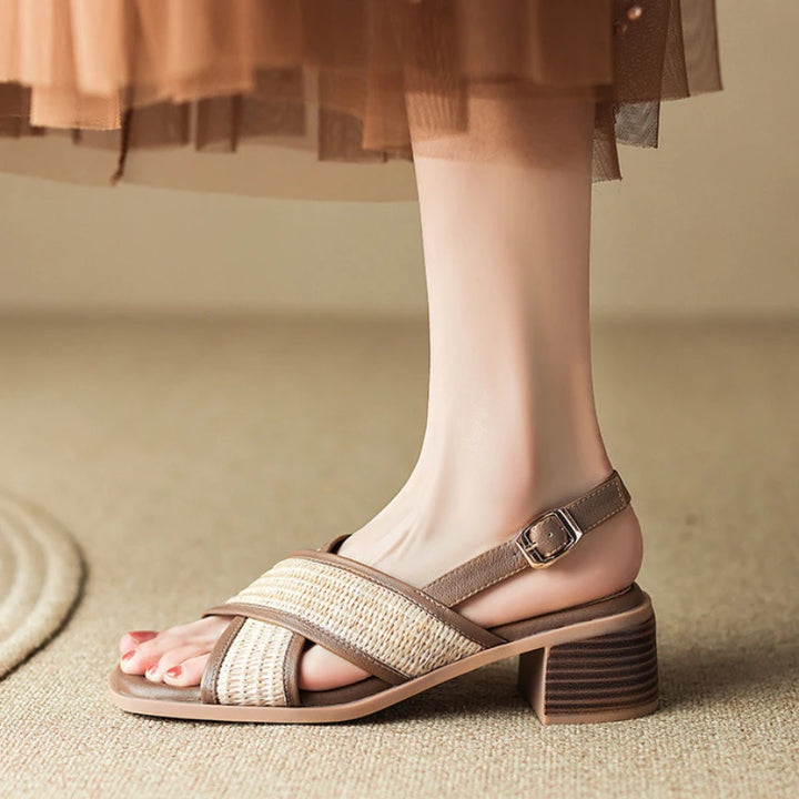 Buckle Square Heel Open Toe Sandals