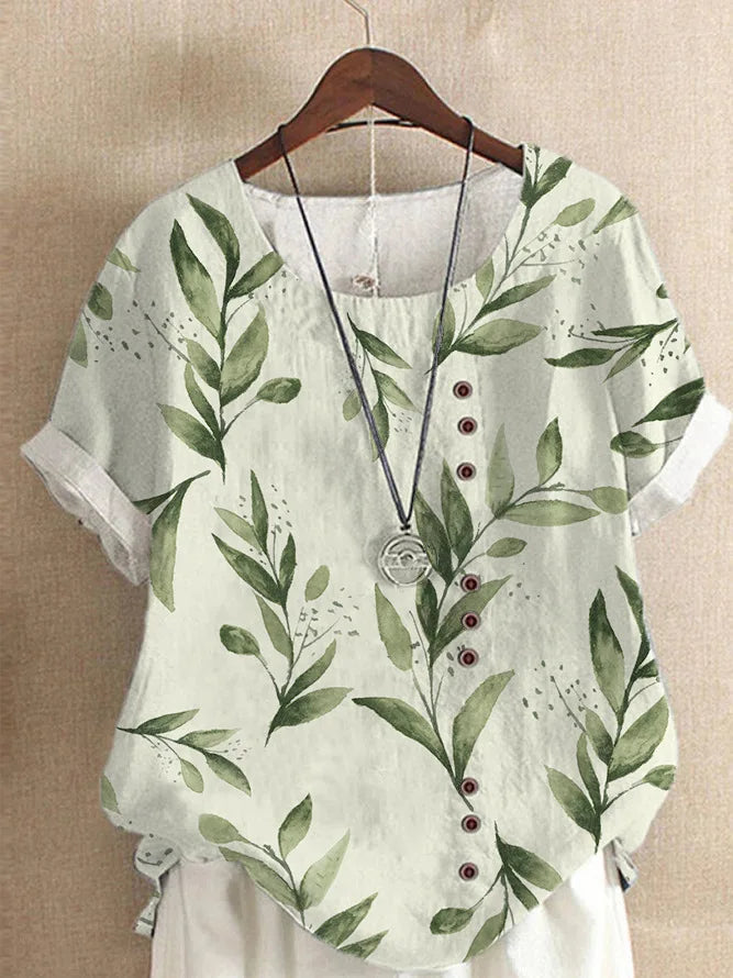 Retro White Printed Blouse