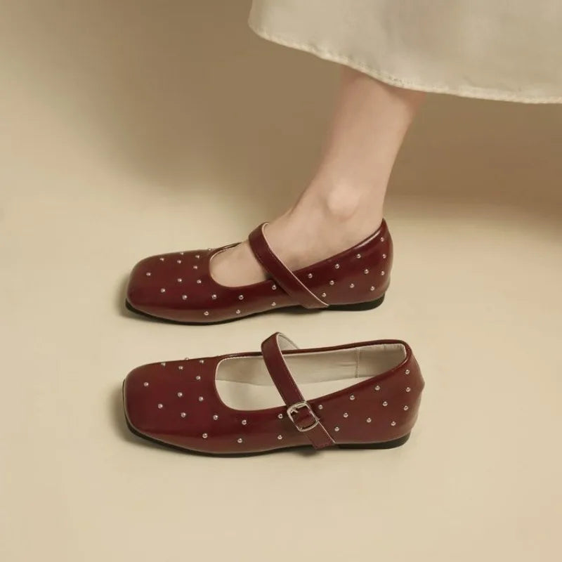 Studded Buckle Strap Mary Janes
