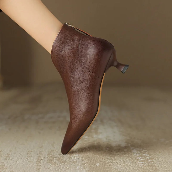 Elegant Pointed Toe Thick Middle Ankle Boots