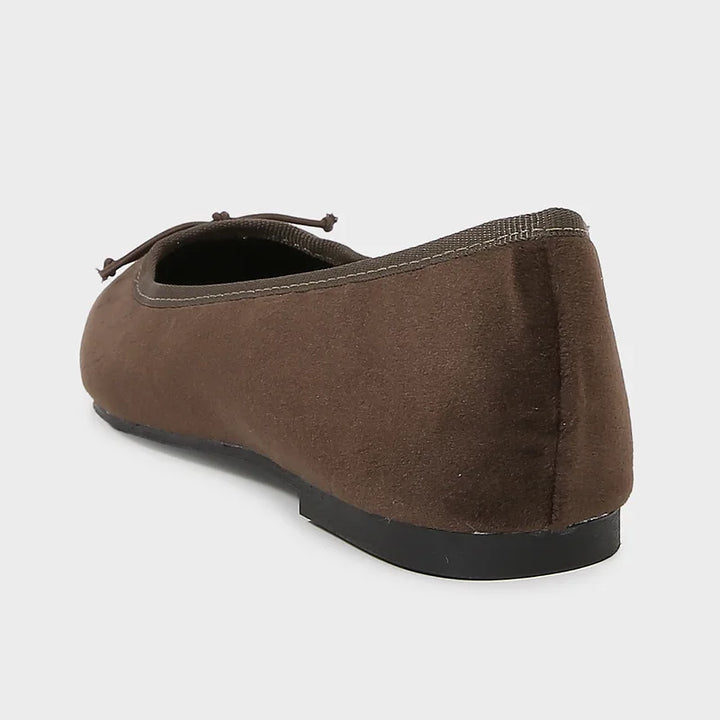 Retro Brown Velvet Ballet Flats